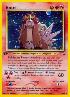 A picture of the Entei Pokemon card from Neo Revelation