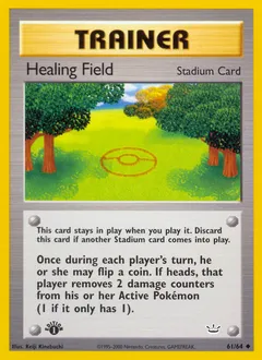 A picture of the Healing Field Pokemon card from Neo Revelation