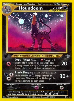 A picture of the Houndoom Pokemon card from Neo Revelation