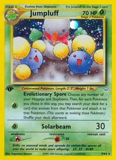 A picture of the Jumpluff Pokemon card from Neo Revelation