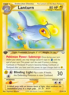 A picture of the Lanturn Pokemon card from Neo Revelation