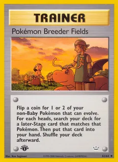 A picture of the Pokémon Breeder Fields Pokemon card from Neo Revelation