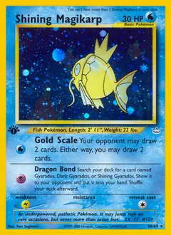 A picture of the Shining Magikarp Pokemon card from Neo Revelation