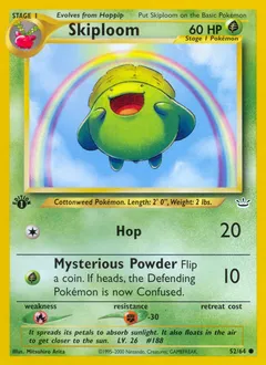 A picture of the Skiploom Pokemon card from Neo Revelation