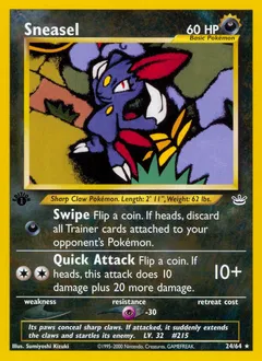 A picture of the Sneasel Pokemon card from Neo Revelation