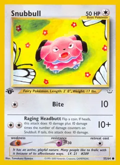 A picture of the Snubbull Pokemon card from Neo Revelation