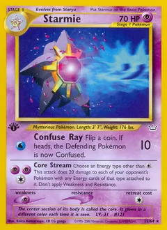 A picture of the Starmie Pokemon card from Neo Revelation