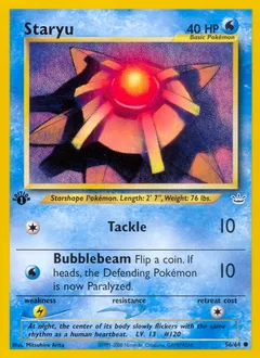 A picture of the Staryu Pokemon card from Neo Revelation