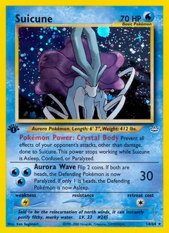 A picture of the Suicune Pokemon card from Neo Revelation