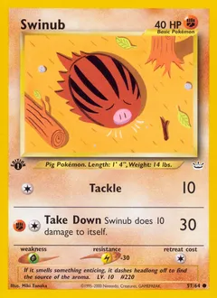 A picture of the Swinub Pokemon card from Neo Revelation